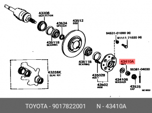 Toyota гайка передней ступицы 90178-22001 TOYOTA