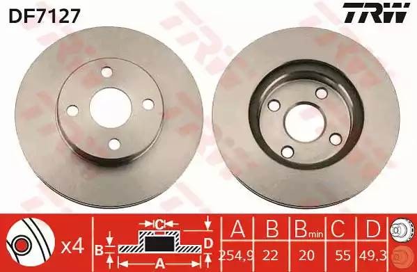 Toyota Runx диск тормозной передний DF7127 TRW