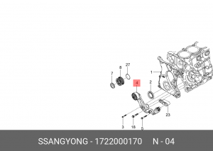 Ssang Yong Atyon New 2.0б. 2010- натяжитель приводного ремня в сборе 1722000170 SSANG YONG
