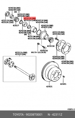 Toyota Hilux 07- кольцо полуоси 90208-T0001 TOYOTA