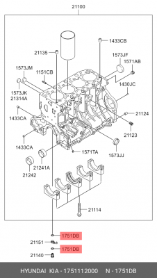 Hyundai Libero кольцо масляной форсунки 1751112000 HYUNDAI KIA