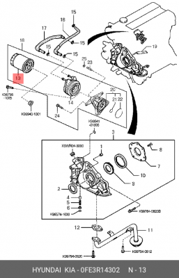 Фильтр масляный двигателя (Фильтр масляный) 0FE3R-14302 HYUNDAI KIA