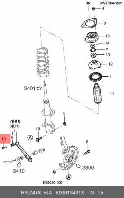 Kia Rio 00-05 болт переднего рычага KD0013431X HYUNDAI KIA