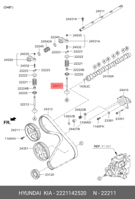 Hyundai дв. D4B* клапан впускной 2221142520 HYUNDAI KIA