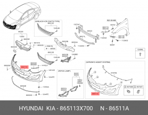 Hyundai Elantra 14 - бампер передний 865113X700 HYUNDAI KIA
