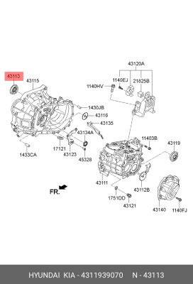 Hyundai Solaris/Rio 11/Tucson 2WD/Elantra 06/Ix35 2WD  Cальник привода КПП правы 4311939070 HYUNDAI KIA