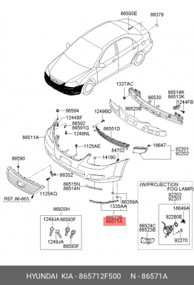 Kia Cerato 06 Молдинг бампера левый 865712F500 HYUNDAI KIA