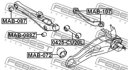 Mitsubishi Lancer 9, Outlander c 03- с\блок заднего нижнего поперечного рычага н MAB-088Z FEBEST