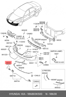 Hyundai NFSonata 08- форсунка омывателя фар лев 986803K500 HYUNDAI KIA