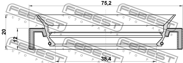 Nissan Navara Сальник хвостовика переднего моста 95HAS-40751220L FEBEST