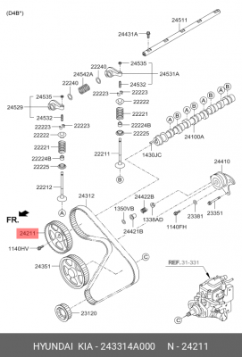 Kia Sorento 2.5/Porter II Звезда распредвала 243314A000 HYUNDAI KIA