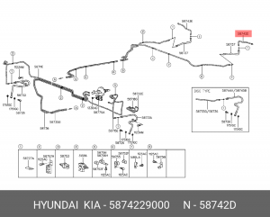 Hyundai Lantra Трубка торилозная задняя левая 5874229000 HYUNDAI KIA