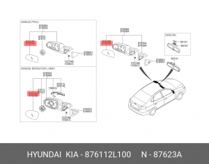 Hyundai Elantra 09-11 зеркальный элемент лев 876112L100 HYUNDAI KIA