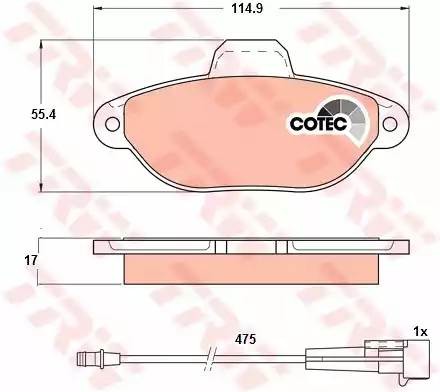 Fiat Punto колодки передние GDB1115 TRW