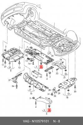 VAG клипса защиты трубопроводов N 105 791 01 VAG