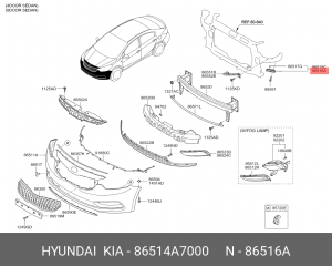 KIA Cerato / Кронштейн бампера пер. прав. 86514A7000 HYUNDAI KIA