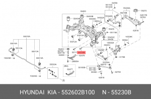Hyundai SantaFe 06-12/ix55/Sorento 10-12 болт развальный (4шт авто) 552602B100 HYUNDAI KIA