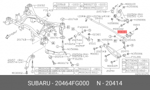 Subaru Impreza 07- втулка заднего стабилизатора d=14 20464-FG000 SUBARU