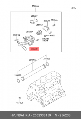 HYUNDAI 2,0/2,4б кольцо резиновое прокладка корпуса термостата 2562338150 HYUNDAI KIA