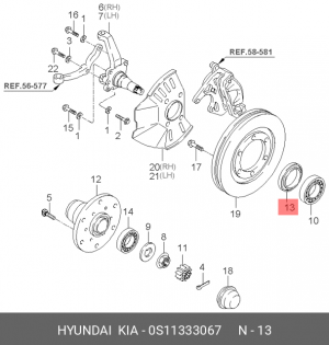Kia Sorento 02-08 сальник зад полуоси наружный/Frontier 99 перед ступицы 0S11333067 HYUNDAI KIA