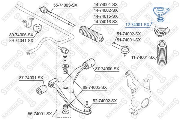 Nissan Almera N15 опора переднего амортизатора 12-74001-SX STELLOX