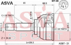 Hyundai Elantra 00-06 2,0 МКПП шрус наружный 25*25 MT-06 ASVA