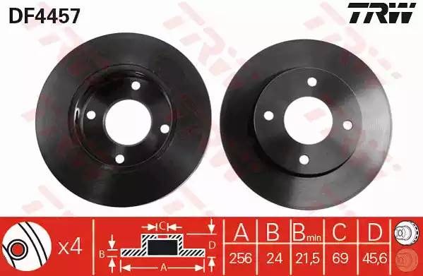 Mitsubishi Colt диск тормозной передний DF4457 TRW