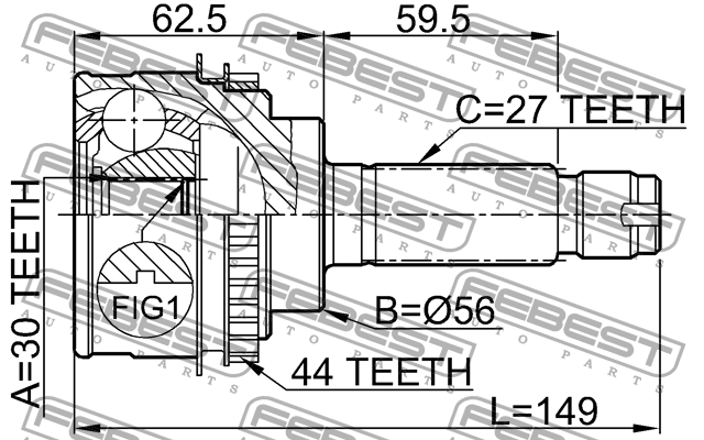 SUBARU IMPREZA G11 2000-2007 шрус наружный 0810-026A44 FEBEST
