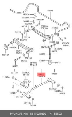 Hyundai Accent Тагаз тяга задняя продольная левая 55110 25000 HYUNDAI KIA