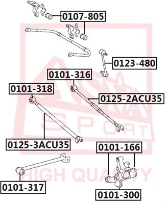 Lexus RX350 Тяга поперечная задней подвески зад. прав. 0125-2ACU35 ASVA