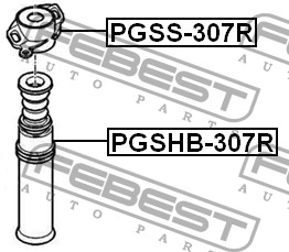 Peugeot 308 пыльник+отбойник заднего амортизатора PGSHB-307R FEBEST