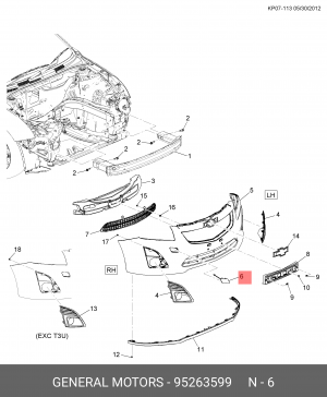 Chevrolet Cruz заглушка переднего бампера 95263599 GENERAL MOTORS