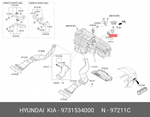 Kia Rio Кожух трубки отопителя салона 9731534000 HYUNDAI KIA