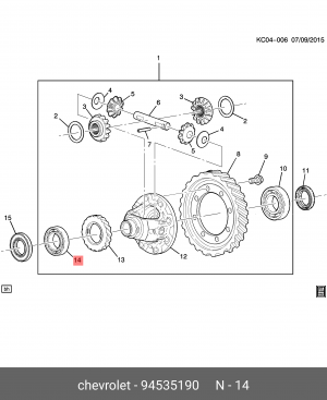 Подшипник дифференциала L 94535190 GENERAL MOTORS