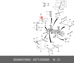 SS Musso Втулка заднего стабилизатора 4571205000 SSANG YONG