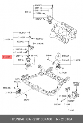 Hyundai NF Опора двигателя правая 218103K400 HYUNDAI KIA