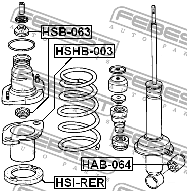 HONDA CR-V II, III, Civic -05 втулка опоры заднего амортизатора HSB-063 FEBEST