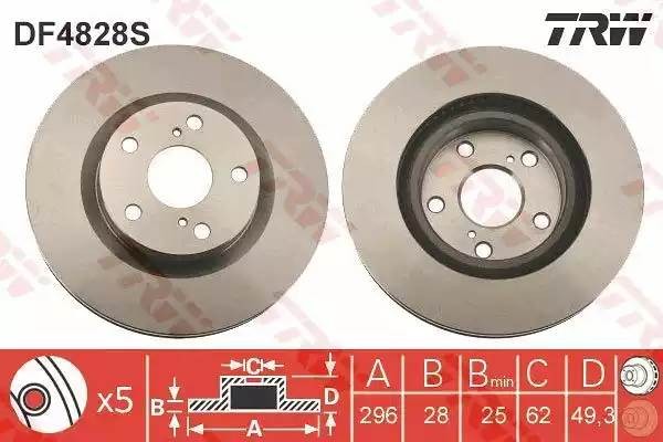 Toyota Camry V50, Rav-4 10-  диск тормозной передний DF4828S TRW