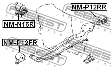 NISSAN PRIMERA P12 2001-2007 Подушка двигателя задняя NM-P12RR FEBEST