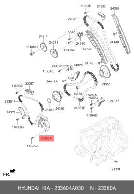 Kia Sorento Натяжитель цепи нижний 233604A030 HYUNDAI KIA