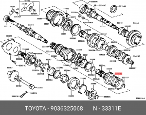 Toyota Corolla подшипник КПП первичный вал задний 90363-25068 TOYOTA
