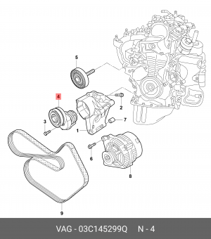 VAG 1.2 TSI ролик натяжной приводного ремня 03C 145 299 Q VAG