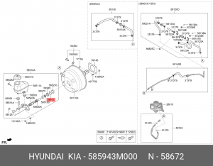 Hyundai Matrix / уплотнительное кольцо главного тормозного цилиндра 585943M000 HYUNDAI KIA
