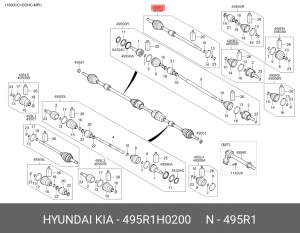Kia Rio X-Line 17-20 привод передний правый (23/54/25 ) 495R1H0200 HYUNDAI KIA