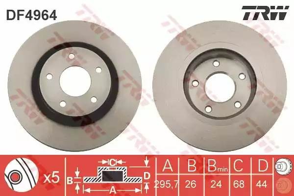 Nissan Qashqai диск тормозной передний DF4964 TRW