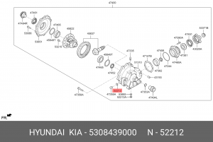 Hyundai/Kia кольцо уплотнительное крышки корпуса дифференциала 5308439000 HYUNDAI KIA