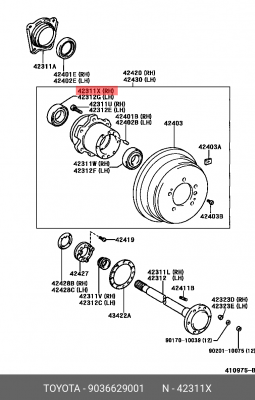 Toyota Raum подшипник ступицы задний наружный 90366-29001 TOYOTA