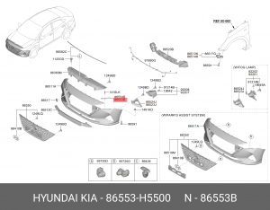 Кронштейн бампера верхний левый 86553H5500 HYUNDAI KIA