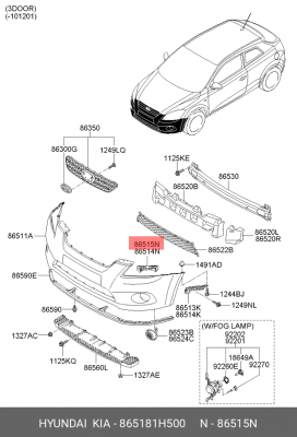 Kia Ceed кронштейн переднег бампера правый 865181H500 HYUNDAI KIA