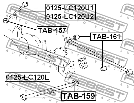 Toyota LC Prado 120 сайлентблок заднего продол. рычага TAB-157 FEBEST
